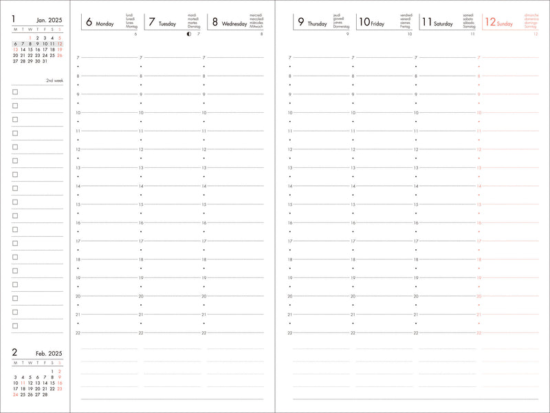 2025 Vertical Weekly Planner B6 Colors